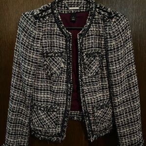 White House Black Market Black and White Tweed Blazer